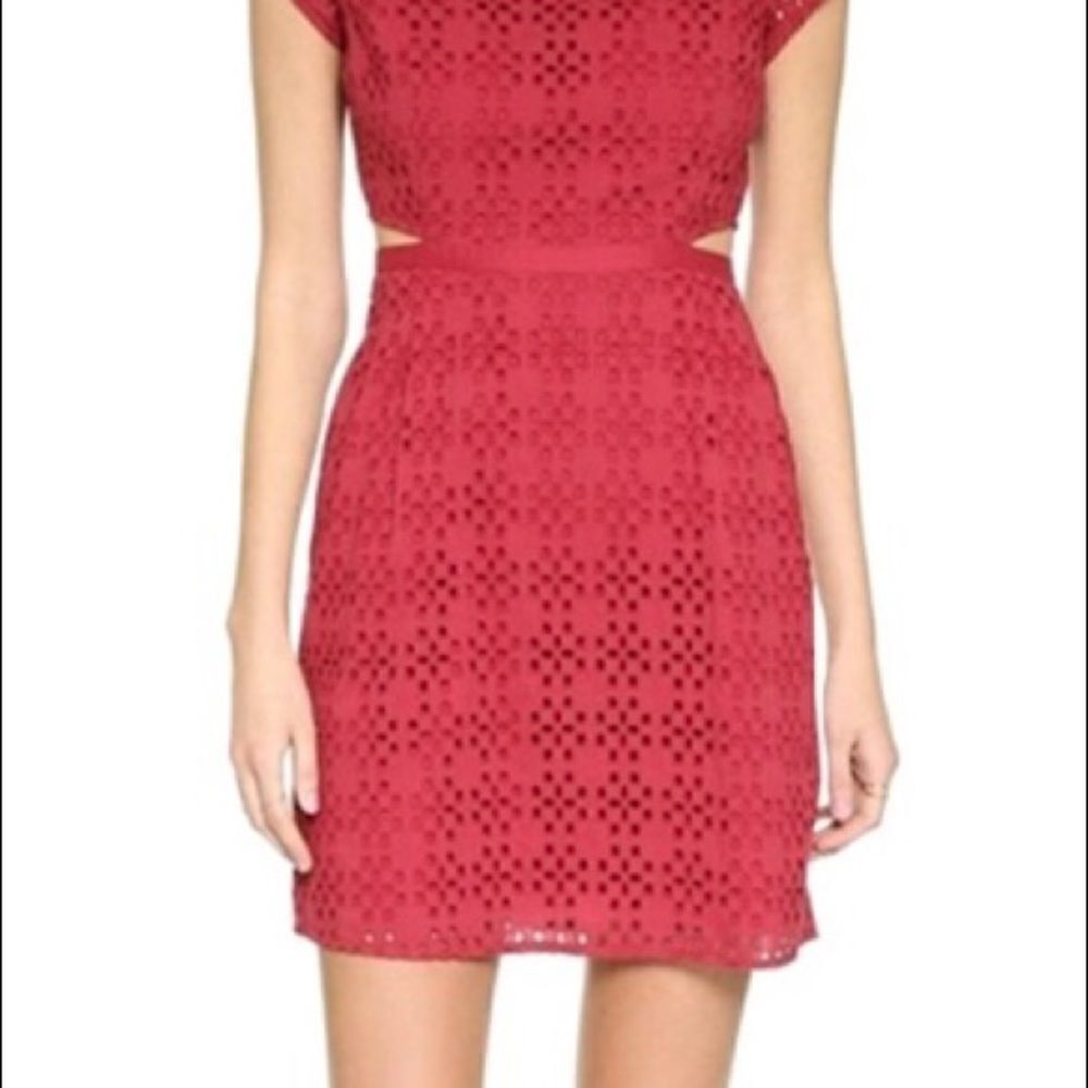 Madewell Red Eyelet Cutout Short Dress
